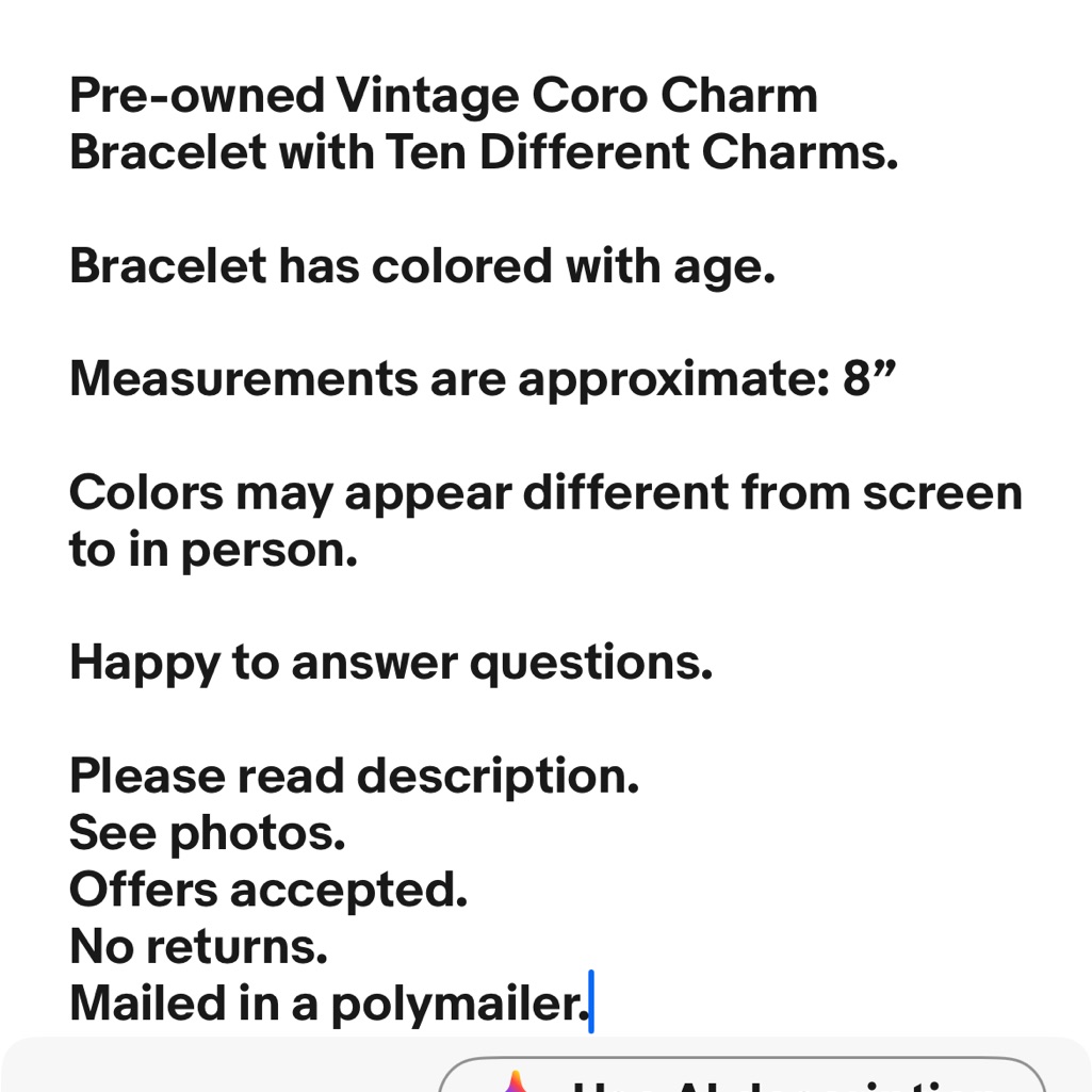 Vintage Coro Charm Bracelet With Ten Different Charms Pre Loved — image 2 of 8